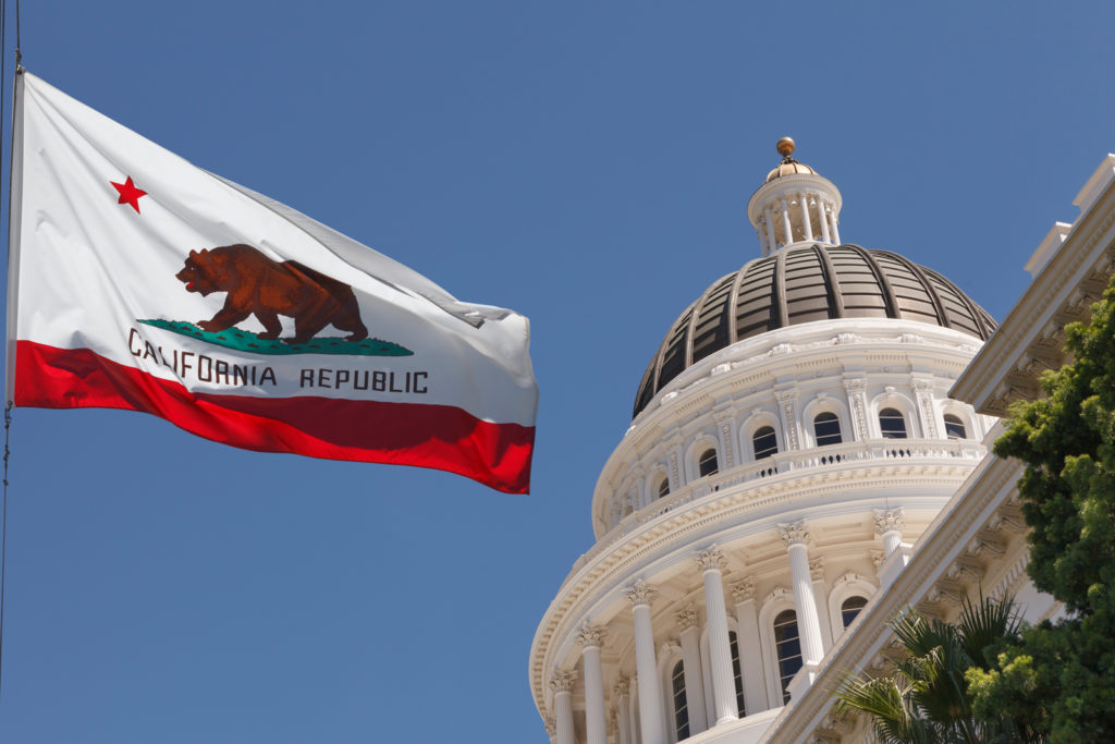 California Capitol Building and Flag
