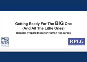 Title Slide: Getting REady for the BIG One and all the little ones - Disaster Preparedness for Human Resources